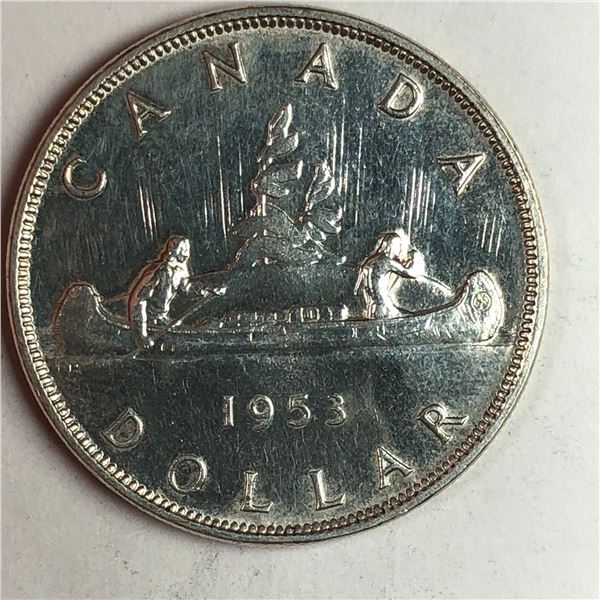 1953 Queen Elizabeth II Canadian Silver Dollar SS UNC