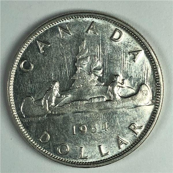 1954 SWL Queen Elizabeth II Canadian Silver Dollar