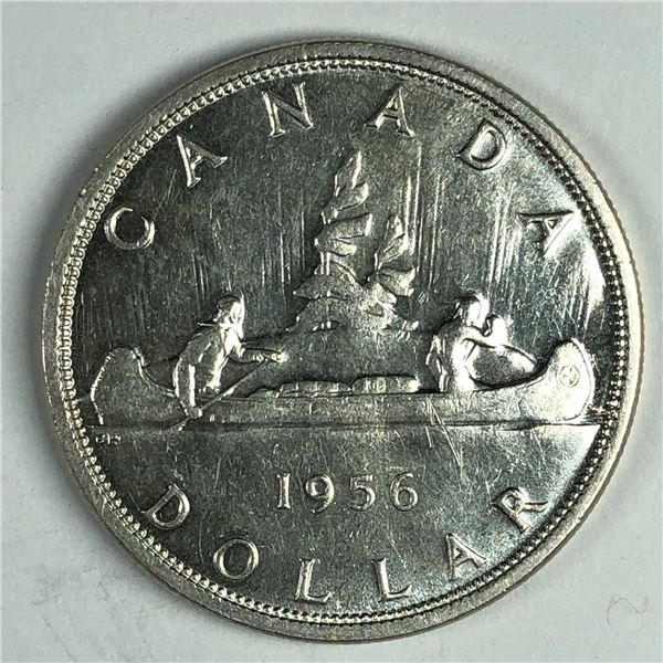 1956 Queen Elizabeth II Canadian Silver Dollar UNC