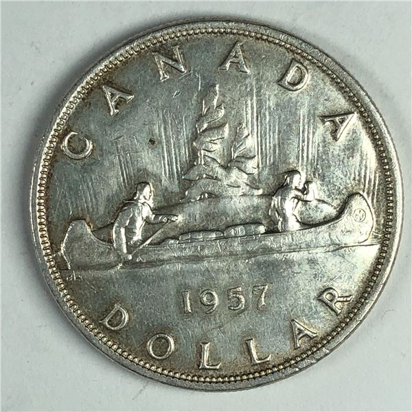 1957 Queen Elizabeth II Canadian Silver Dollar