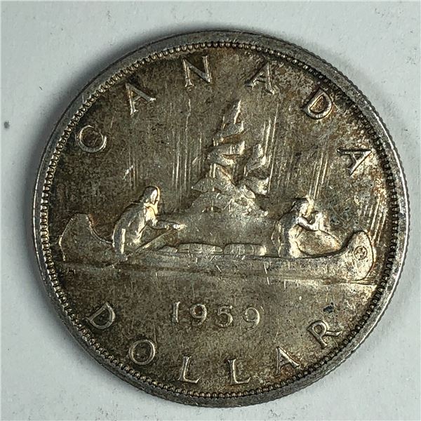 1959 Queen Elizabeth II Canadian Silver Dollar