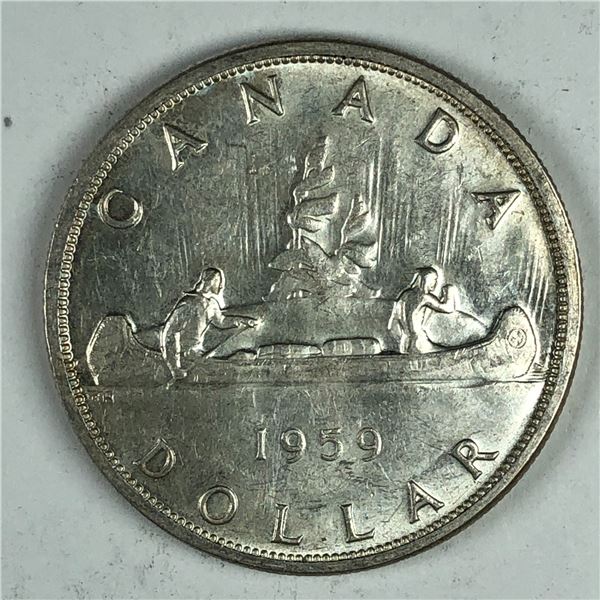 1959 Queen Elizabeth II Canadian Silver Dollar