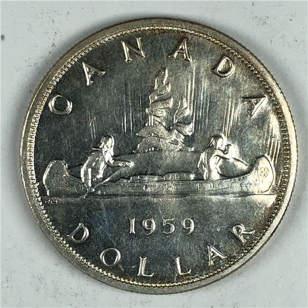 1959 Queen Elizabeth II Canadian Silver Dollar