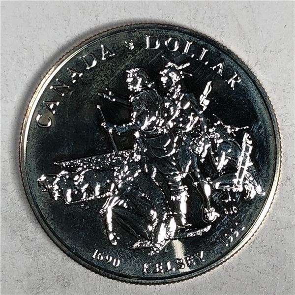 1990 Queen Elizabeth II Canadian Silver Dollar UNC