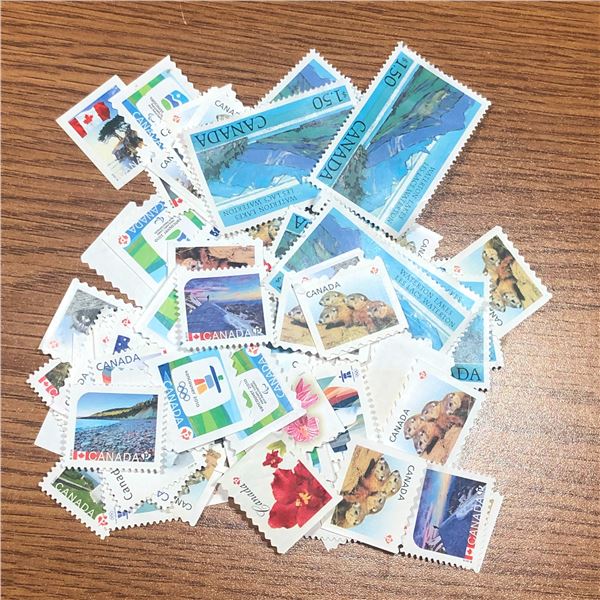 Canadian Stamps Assorted Used Unfranked Face Value $104