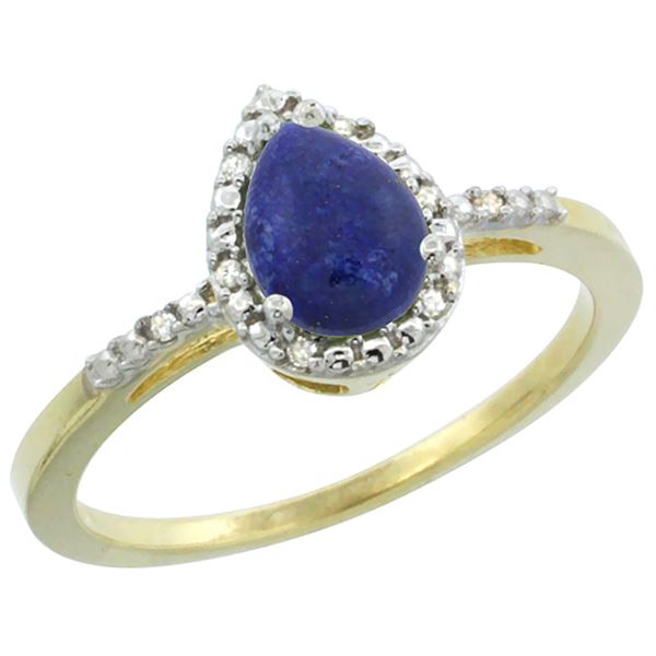 0.85 CTW Lapis Lazuli & Diamond Ring 10K Yellow Gold - REF-19R4H