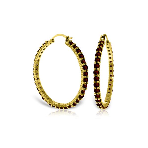 Genuine 6 ctw Garnet Earrings 14KT Yellow Gold - REF-104N8R