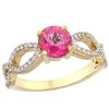 Image 1 : 1.25 CTW Pink Topaz & Diamond Ring 10K Yellow Gold - REF-49R8H