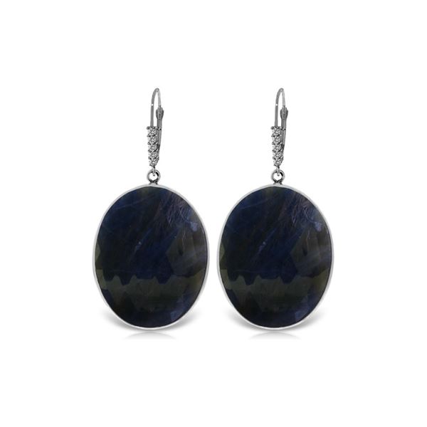 Genuine 40.15 ctw Sapphire & Diamond Earrings 14KT White Gold - REF-127P3H