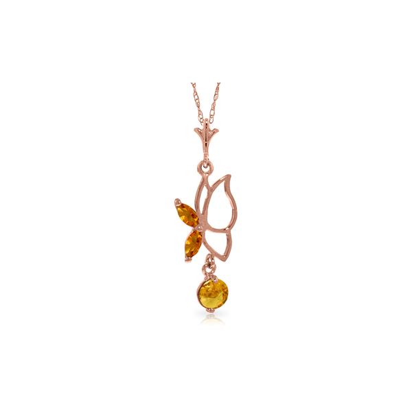 Genuine 0.40 ctw Citrine Necklace 14KT Rose Gold - REF-22F2Z