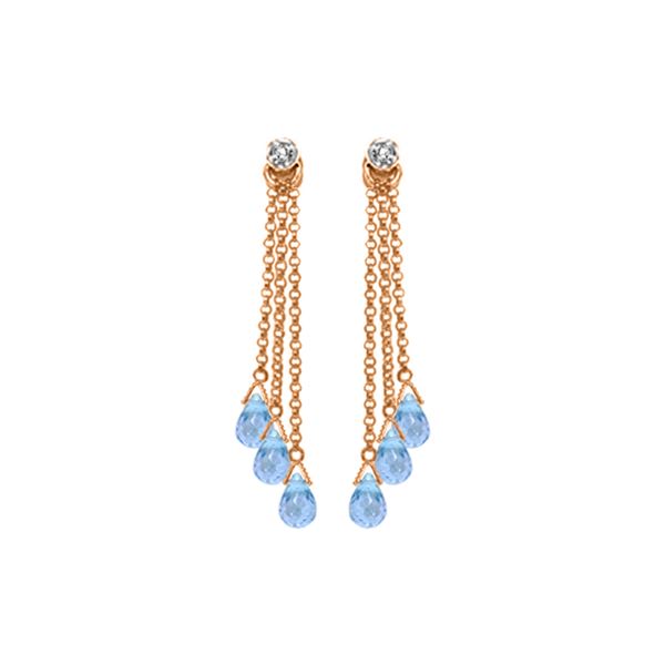 Genuine 10.53 ctw Blue Topaz & Diamond Earrings 14KT Rose Gold - REF-34V7W