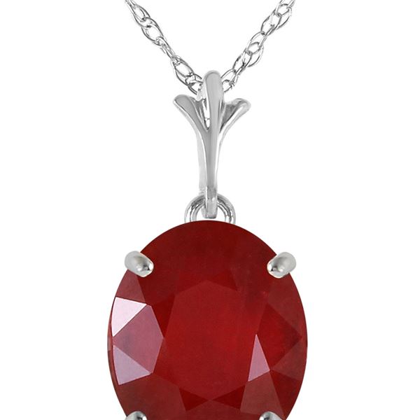 Genuine 3.5 ctw Ruby Necklace 14KT White Gold - REF-38M6T