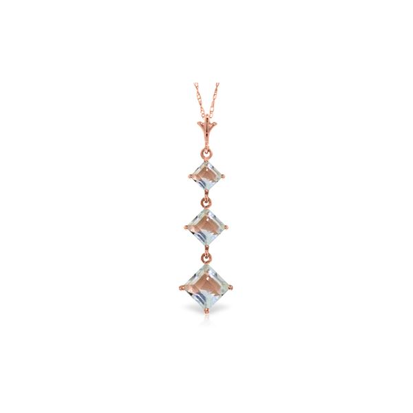 Genuine 2.4 ctw Aquamarine Necklace 14KT Rose Gold - REF-36M3T
