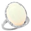 Image 1 : 10.35 CTW Opal & Diamond Ring 10K White Gold - REF-94F3N