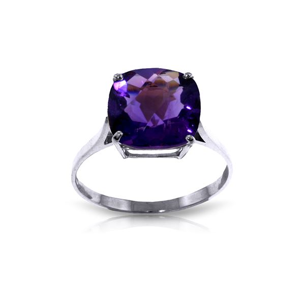 Genuine 3.6 ctw Amethyst Ring 14KT White Gold - REF-34V7W