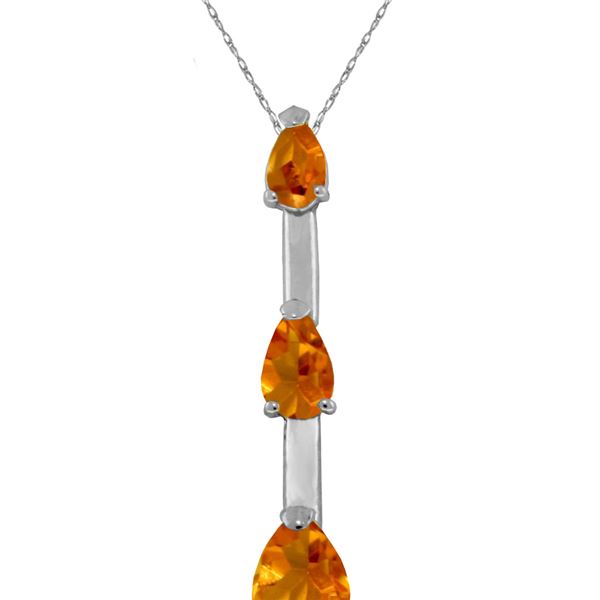 Genuine 1.71 ctw Citrine Necklace 14KT White Gold - REF-27H5X