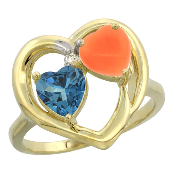 1.31 CTW London Blue Topaz & Diamond Ring 14K Yellow Gold - REF-33F8N