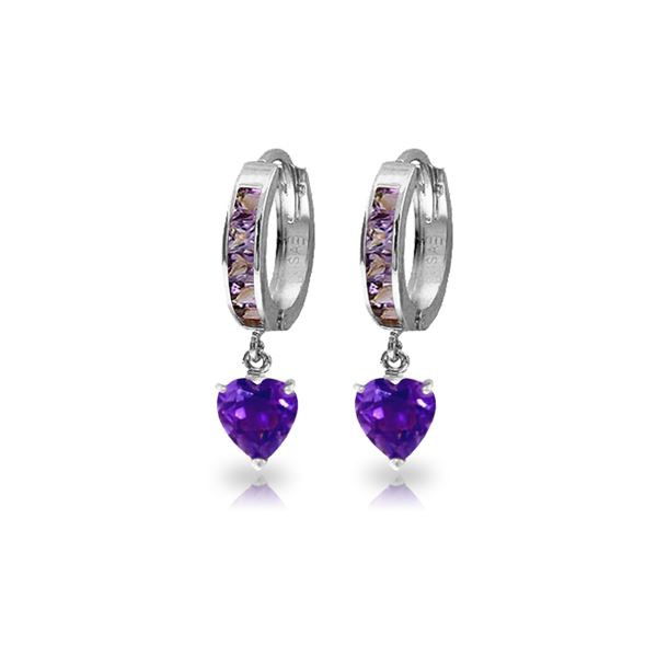 Genuine 4.1 ctw Amethyst Earrings 14KT White Gold - REF-52F2Z