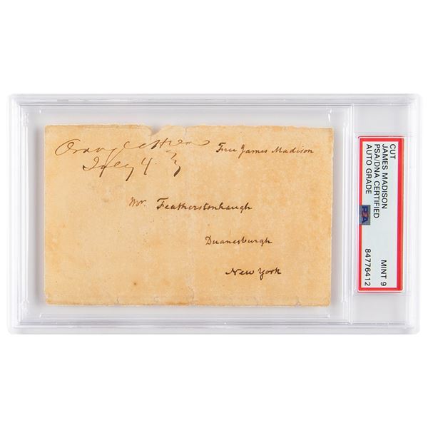 James Madison Signed Free Frank - PSA MINT 9