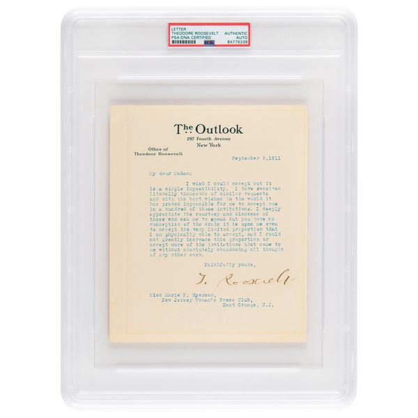 Theodore Roosevelt Typed Letter Signed