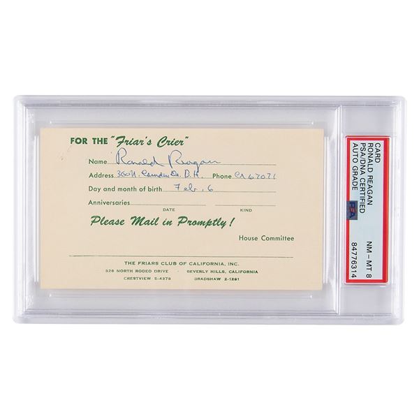 Ronald Reagan Document Signed - PSA NM-MT 8