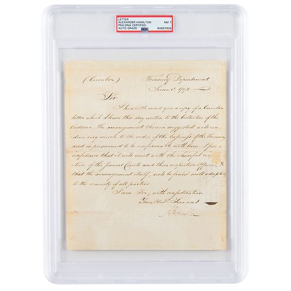 Alexander Hamilton Letter Signed as Treasury Secretary - PSA NM 7