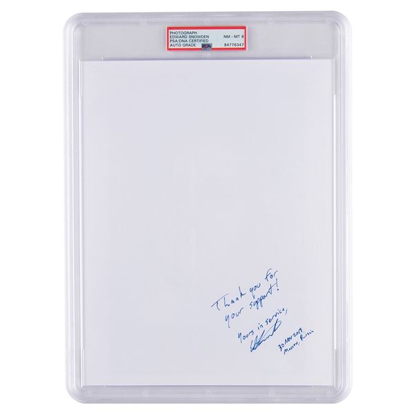 Edward Snowden Signed Photograph - PSA NM-MT 8