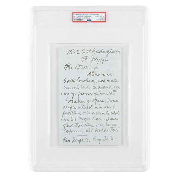 Alexander Crummell Handwritten Letter
