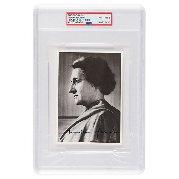 Indira Gandhi Signed Photograph - PSA NM-MT 8