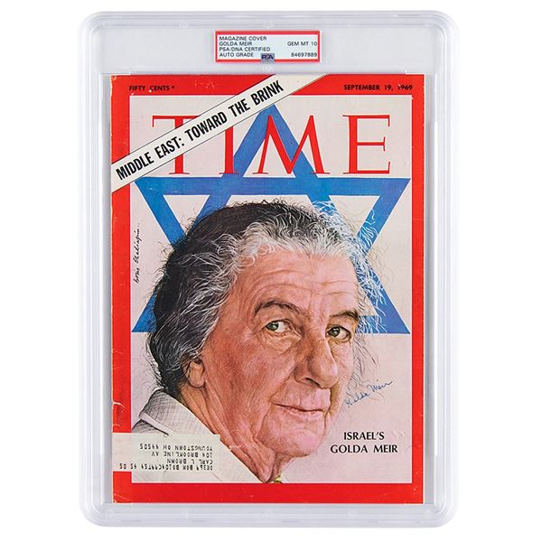 Golda Meir Signed Magazine Cover - PSA GEM MINT 10