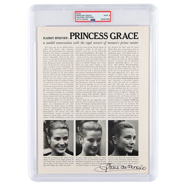 Princess Grace of Monaco Signed Magazine Page - PSA MINT 9