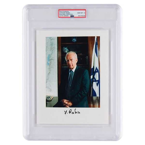 Yitzhak Rabin Signed Photograph - PSA GEM MT 10