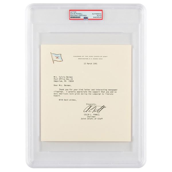 Colin Powell Typed Letter Signed