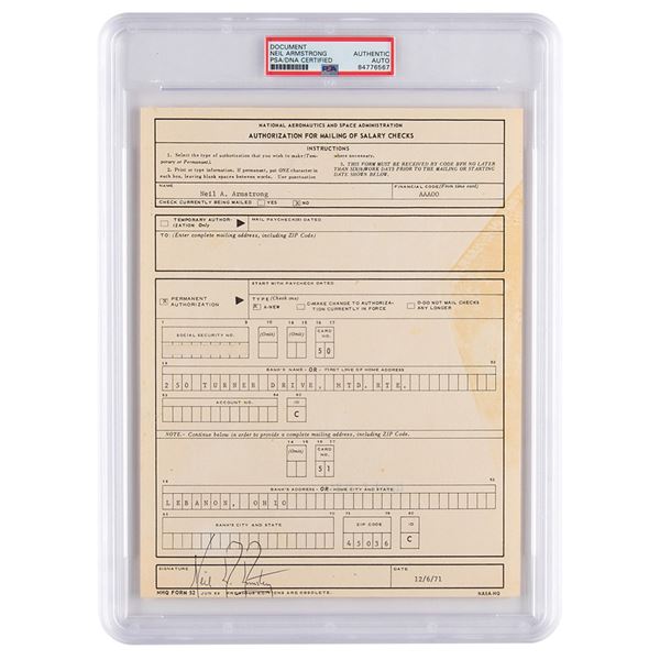 Neil Armstrong Document Signed