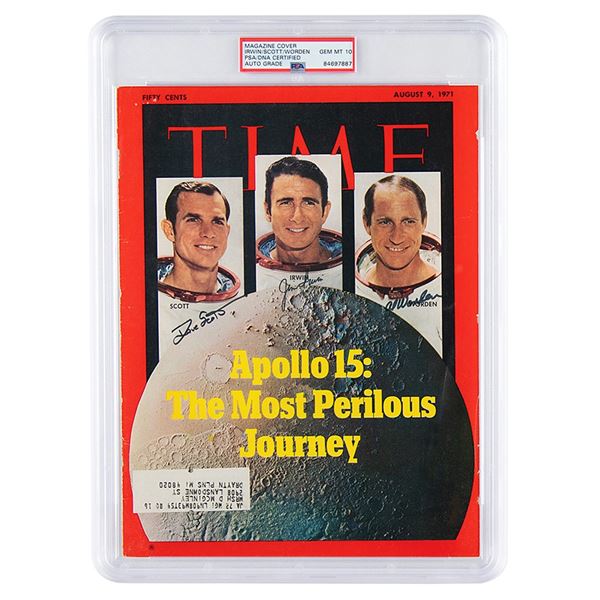 Apollo 15 Signed Magazine Cover - PSA GEM MINT 10
