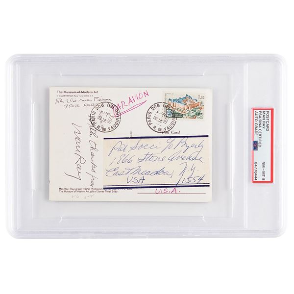Man Ray Signed Postcard - PSA NM-MT 8