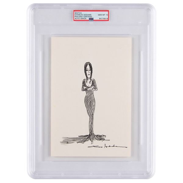 Charles Addams Original Sketch of Morticia Addams - PSA GEM MT 10