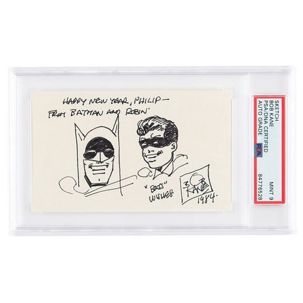 Bob Kane Signed Sketch - PSA MINT 9