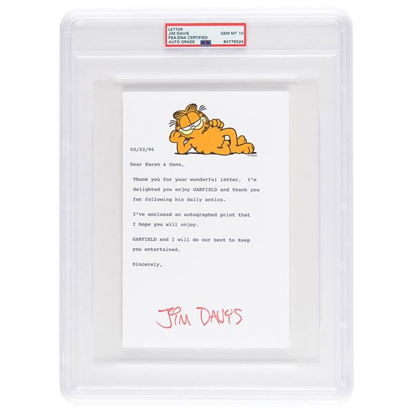 Jim Davis Typed Letter Signed - PSA GEM MINT 10