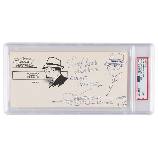 Chester Gould Original Sketch of Dick Tracy - PSA MINT 9