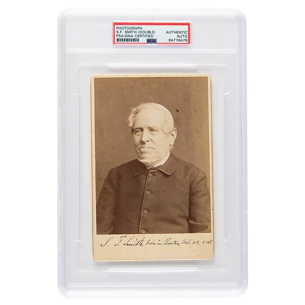 Samuel Francis Smith Signed Photograph with Handwritten Stanza of 'America'
