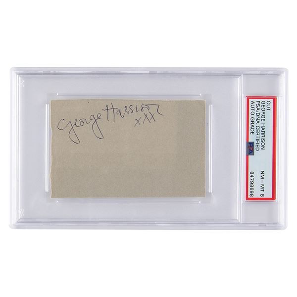 Beatles: George Harrison Signature - PSA NM-MT 8