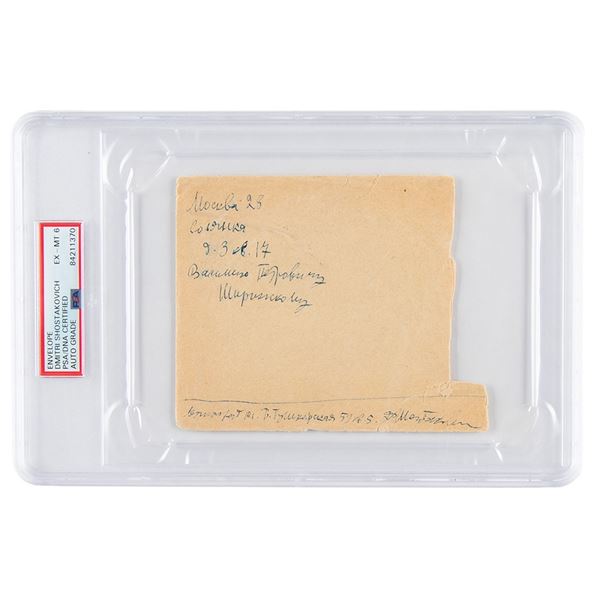 Dmitri Shostakovich Signed Envelope - PSA EX-MT 6