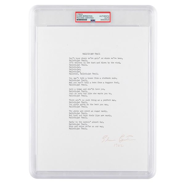 Elmer Bernstein Signed Souvenir Lyrics