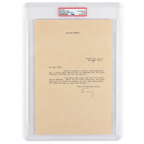 Jerome Kern Typed Letter Signed