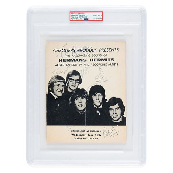 Herman's Hermits Signed Handbill - PSA NM-MT 8