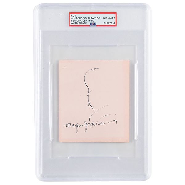 Alfred Hitchcock Signed Sketch - PSA NM-MT 8