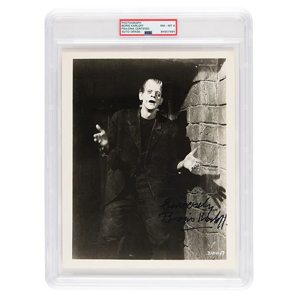 Boris Karloff Signed Photograph as Frankenstein - PSA NM-MT 8