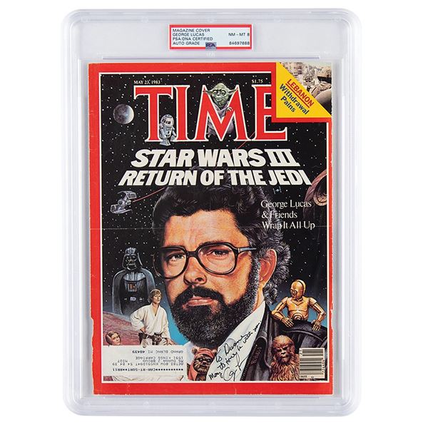 Star Wars: George Lucas Signed Magazine Cover - PSA NM-MT 8