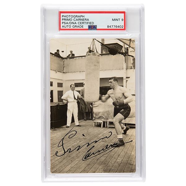 Primo Carnera Signed Photograph - PSA MINT 9